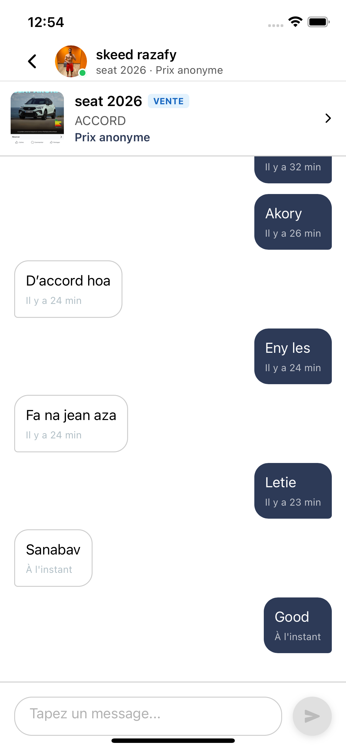 Écran Messagerie